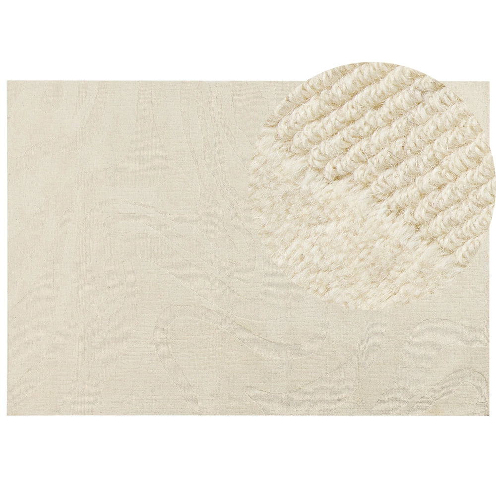 Tappeto in lana con motivi astratti a pelo basso beige 160 x 230 cm soggiorno camera da letto