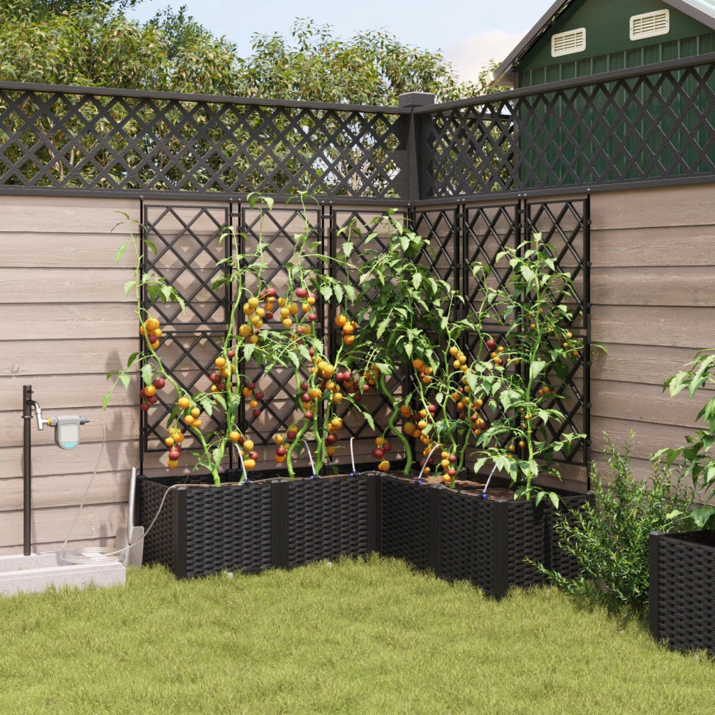 Vasi da Giardino con Sistema di Irrigazione 5 pcs Nero
