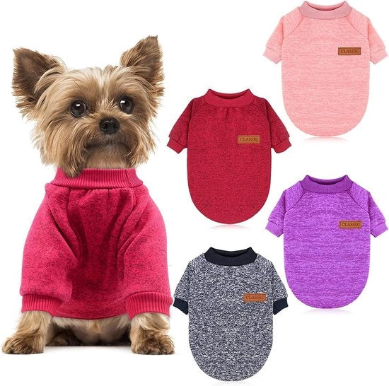 Set di 4 cappotti per cani, per cani piccoli, cappotti in lana per cani da est, caldi, soffici, comodi, abbigliamento per cuccioli per cani piccoli e medi e gatti.