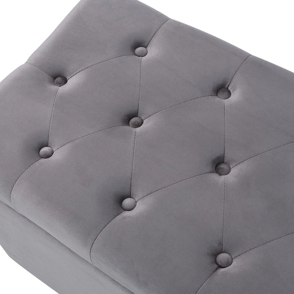 Panca Contenitore Imbottita in Velluto ¨C MINIMAL ¨C Grigio 138x41x42 cm