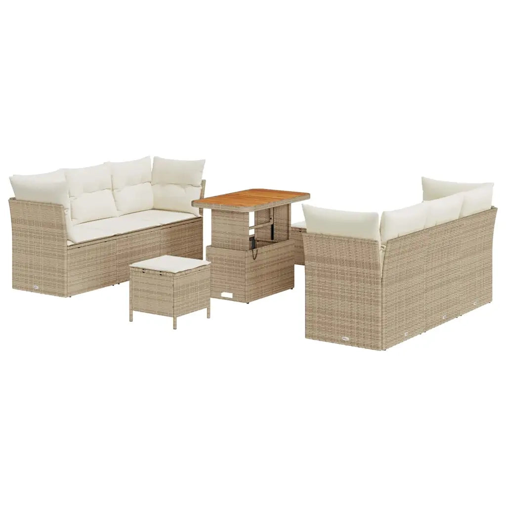 Set Divano da Giardino 9 pcs Beige e Crema polyrattan 3363391