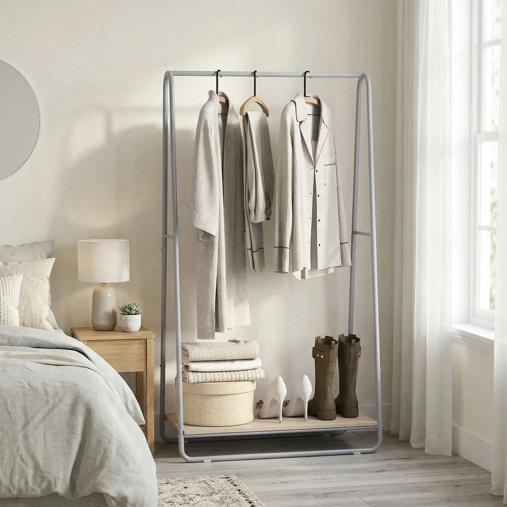 Appendiabiti 3 in 1 con Portascarpe e Ante ¨C Zephmum ¨C Grigio