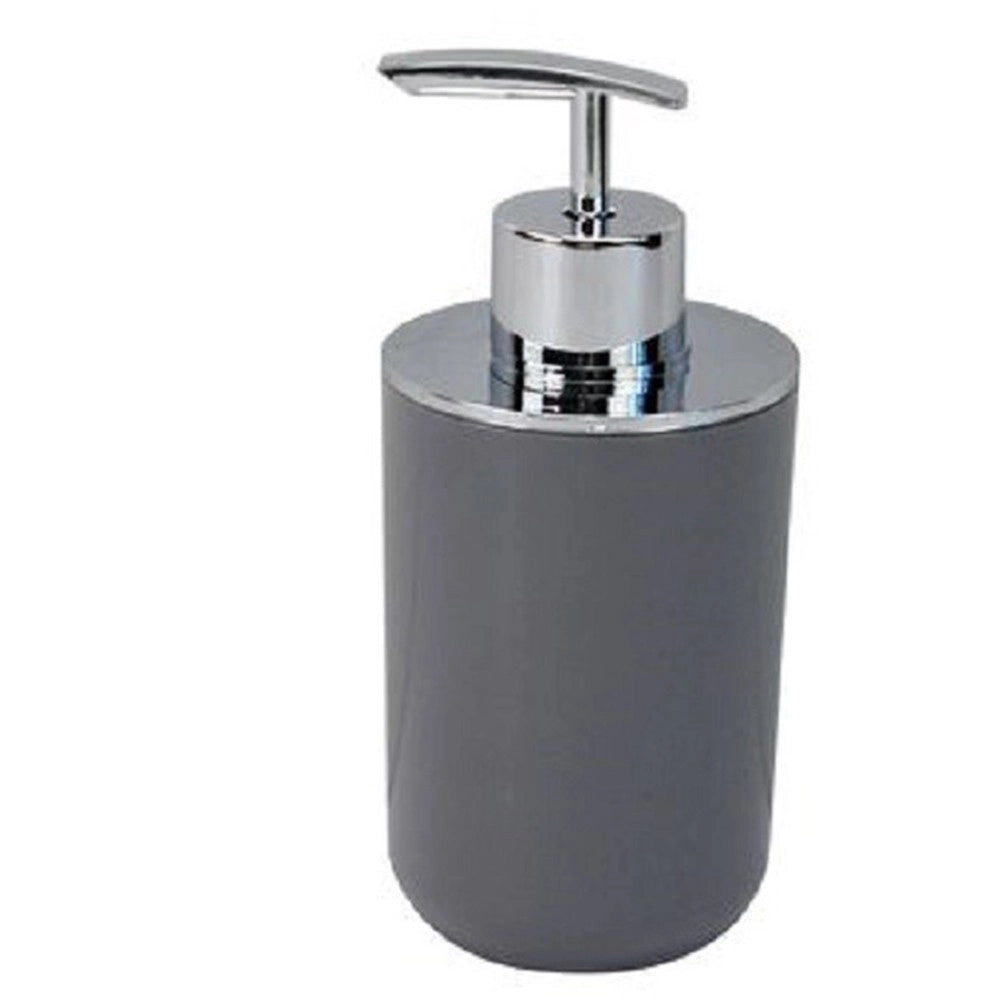Trade Shop - Dispenser Porta Sapone Liquido Grigio Silver Per Ricambio Accessori Bagno 79892 -