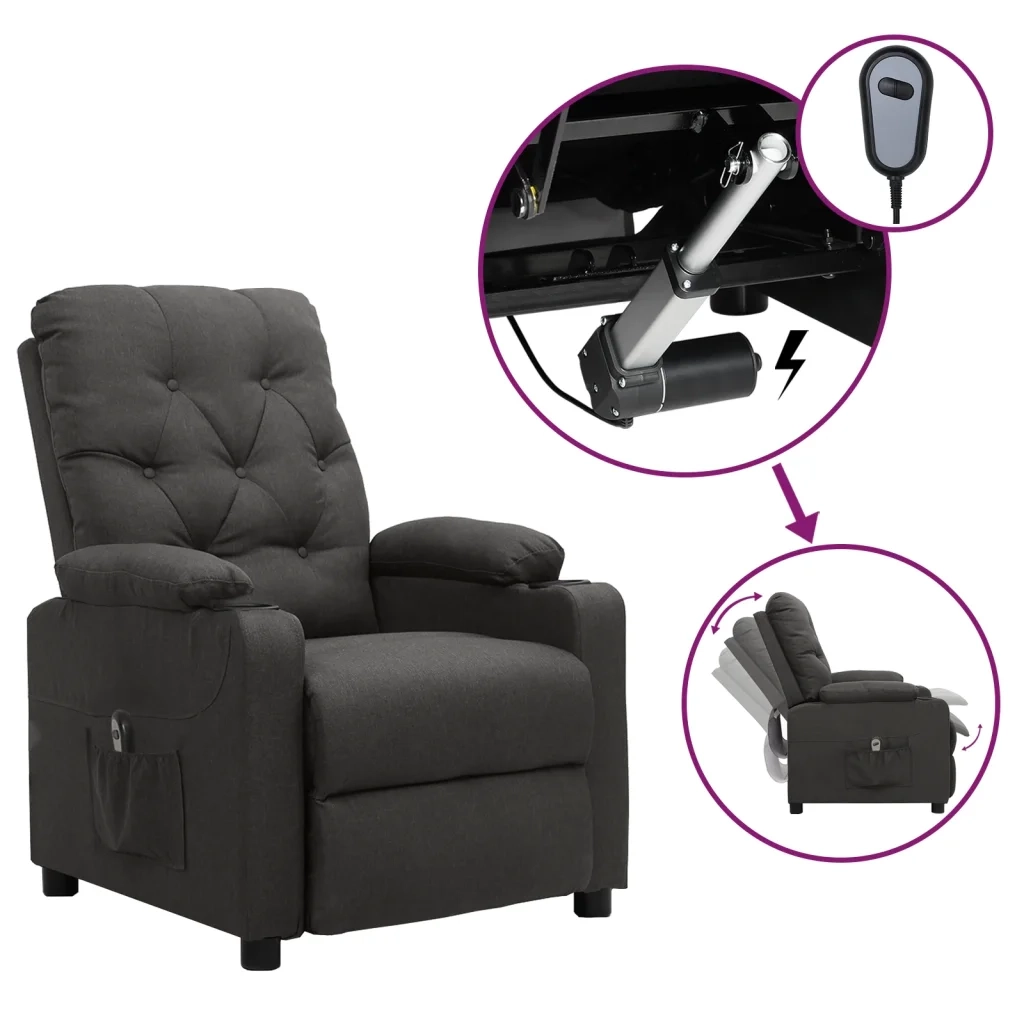 Poltrona Elettrica Reclinabile Grigio Scuro in Tessuto cod mxl 50107