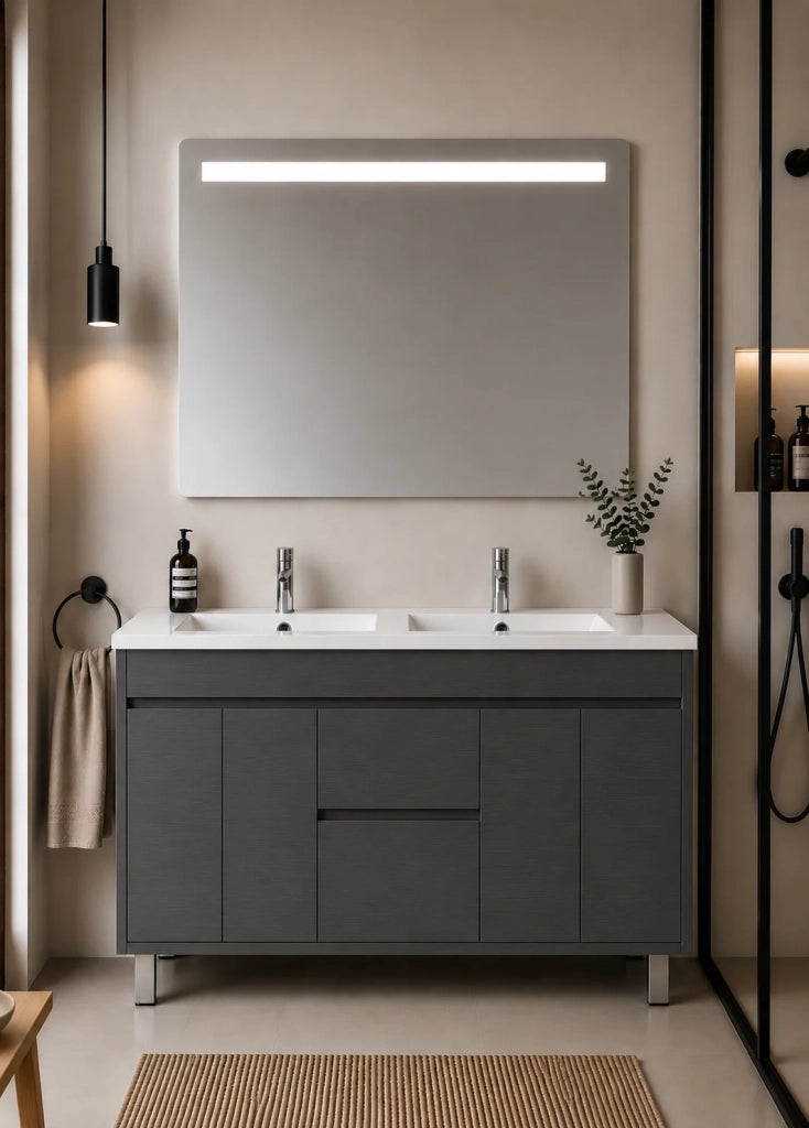 Mobile bagno con lavabo ORIGENBATH ISQUIA senza specchio 120x45 cm doppio lavabo grafite