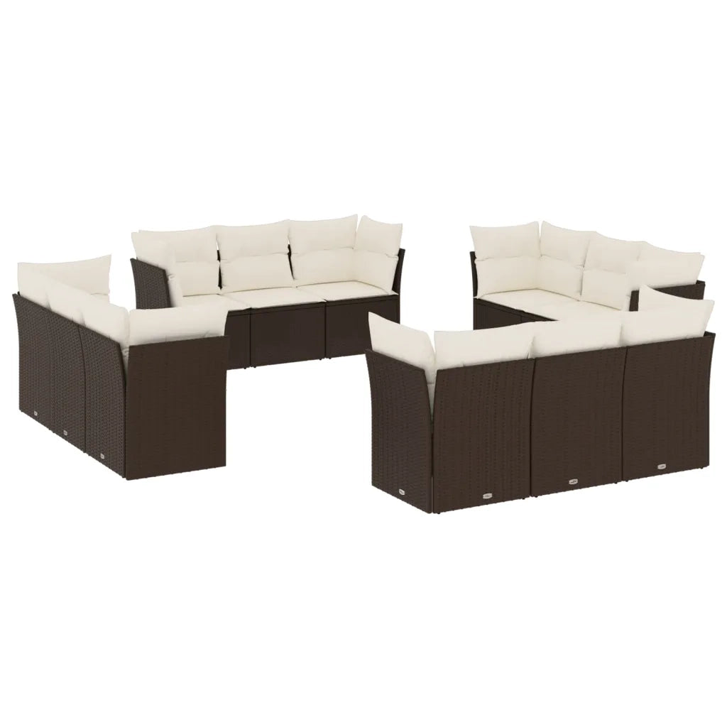 Set Divani da Giardino 12 pz con Cuscini Marrone in Polyrattan 3217333
