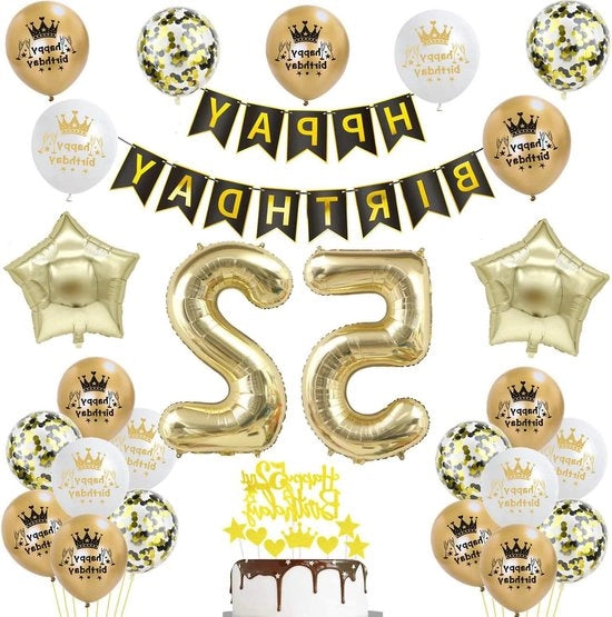 Decorazione di compleanno 52 anni in stile nero e oro - Decorazione per torta compleanno 52 anni - Decorazione per compleanno uomo donna
