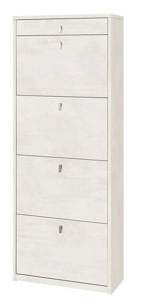 Scarpiera mobile porta scarpe 4 ante a ribalta e 1 Cassetto  H164 L63 P29 Cm colore Bianco ossido Sk568k Sarmog
