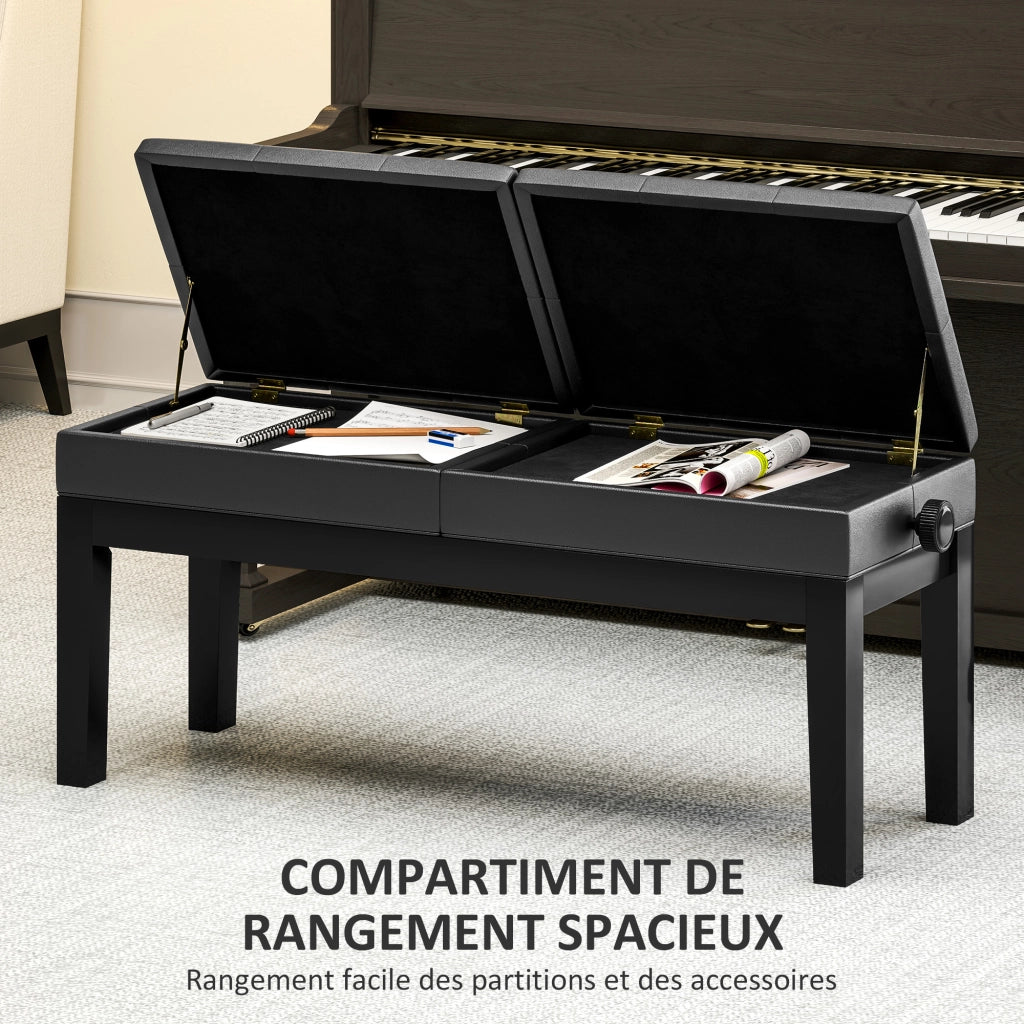 Sgabello da pianoforte regolabile con seduta imbottita e vano ¨C Zephmum ¨C Nero