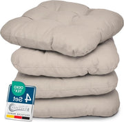 Set di cuscini per sedie 40x40 cm - Insieme da 4 cuscini con riempimento 8 cm - Cuscino morbido per sala da pranzo in Taupe