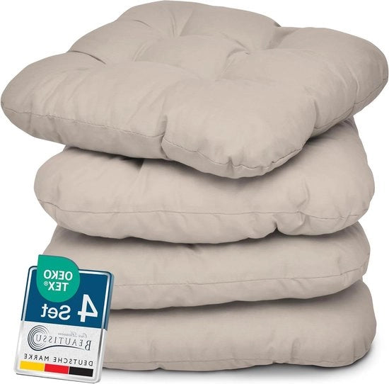 Set di cuscini per sedie 40x40 cm - Insieme da 4 cuscini con riempimento 8 cm - Cuscino morbido per sala da pranzo in Taupe