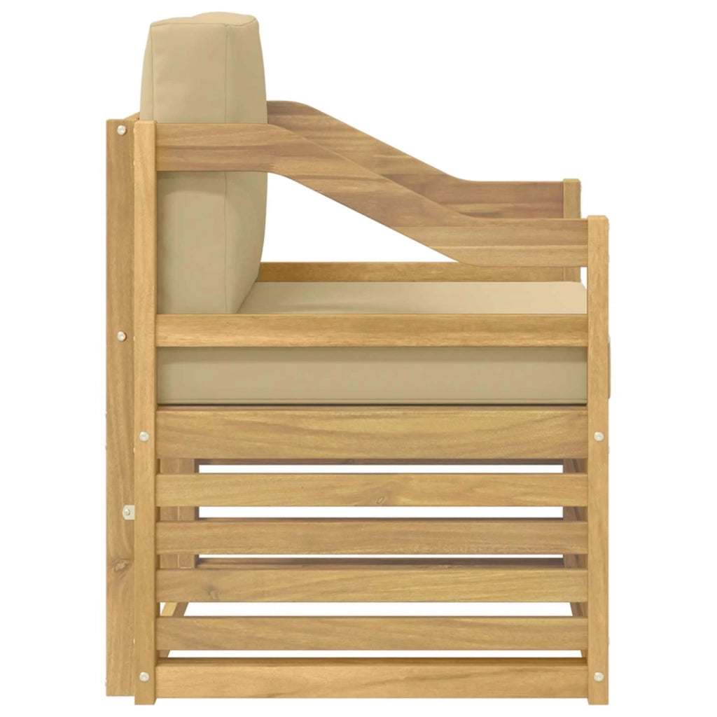 Divano da esterno-Divano da Giardino Poliestere Bianco e beige 657194