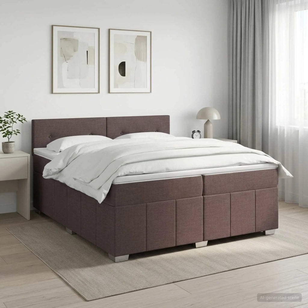 Letto box spring con materasso Marrone Scuro 200 x 200 cm 3451293