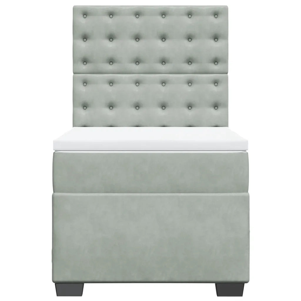 Giroletto a Molle con Materasso Grigio Chiaro 90x200 cm Velluto 3290822