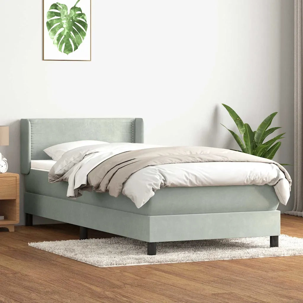 vidaXL Giroletto a Molle con Materasso Grigio Chiaro 80x210 cm Velluto