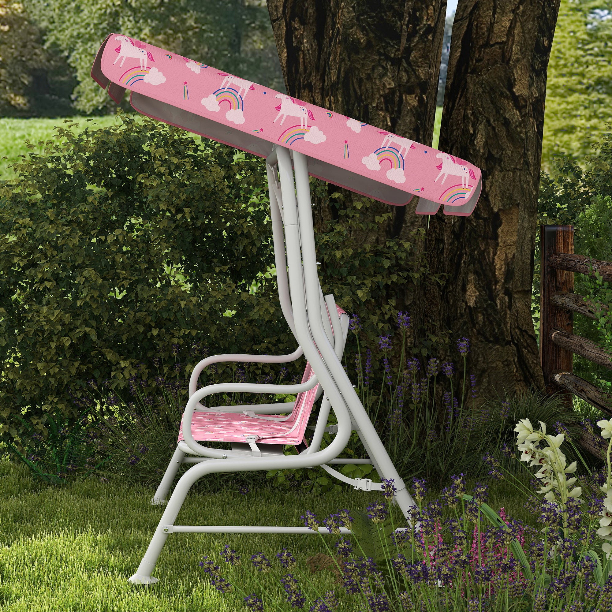 Dondolo per Bambini Altalena da Giardino 2 Posti 112x75x120 cm Rosa
