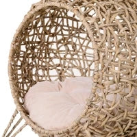 Cesta Rialzata per Gatti Fino a 10kg in Rattan PE Marrone (Φ52x58cm)