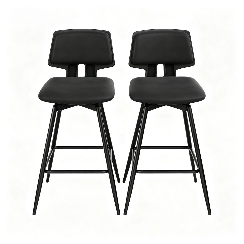 SGABELLO ALTO GIREVOLE 45,5x45,5x89 cm Nero Set da 2 pezzi