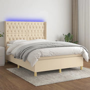 Letto a Molle con Materasso e LED Crema 140x200 cm in Tessuto cod mxl 59364