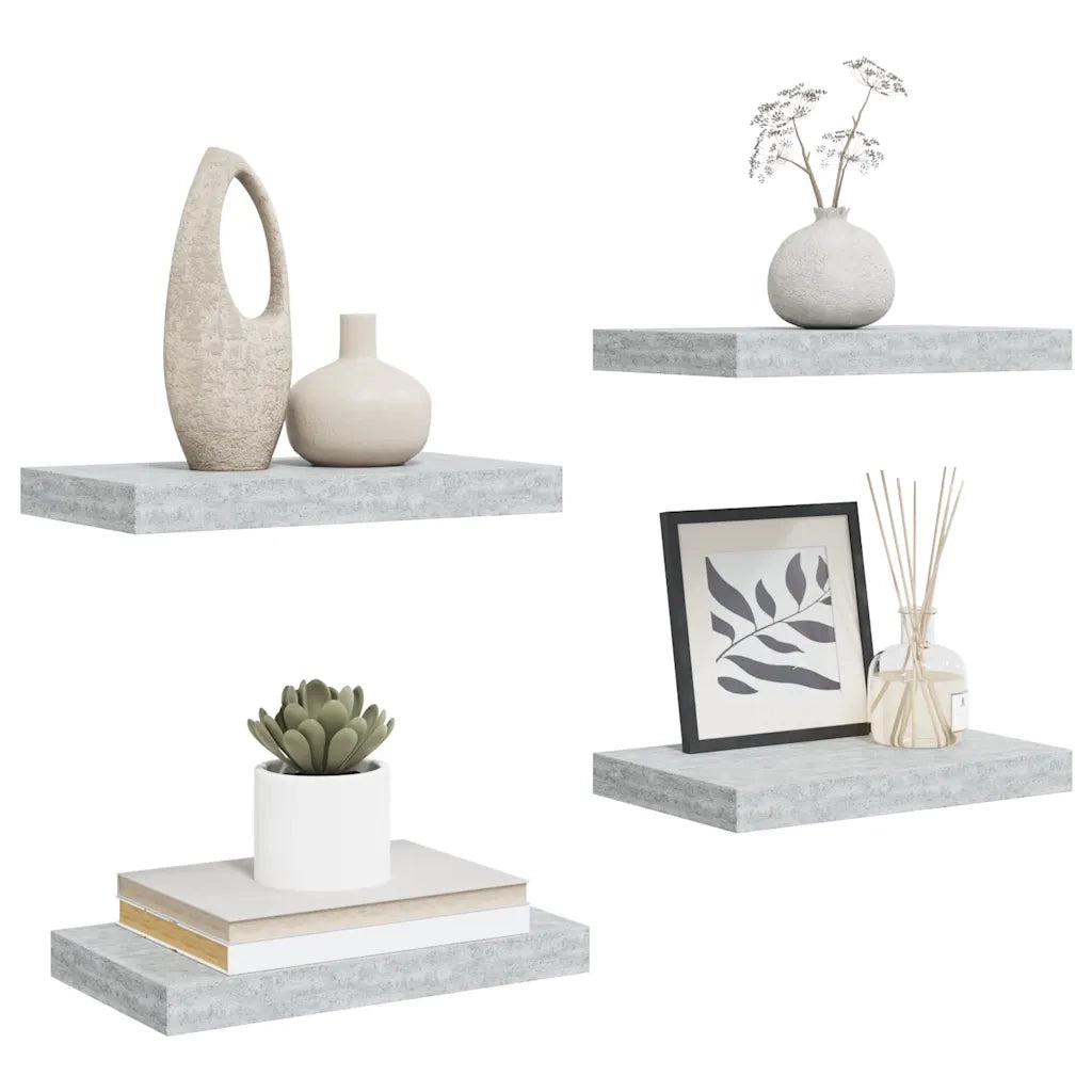 Scaffali a Parete 4 pz Grigio Cemento 40x23x3,8 cm in MDF cod mxl 66734