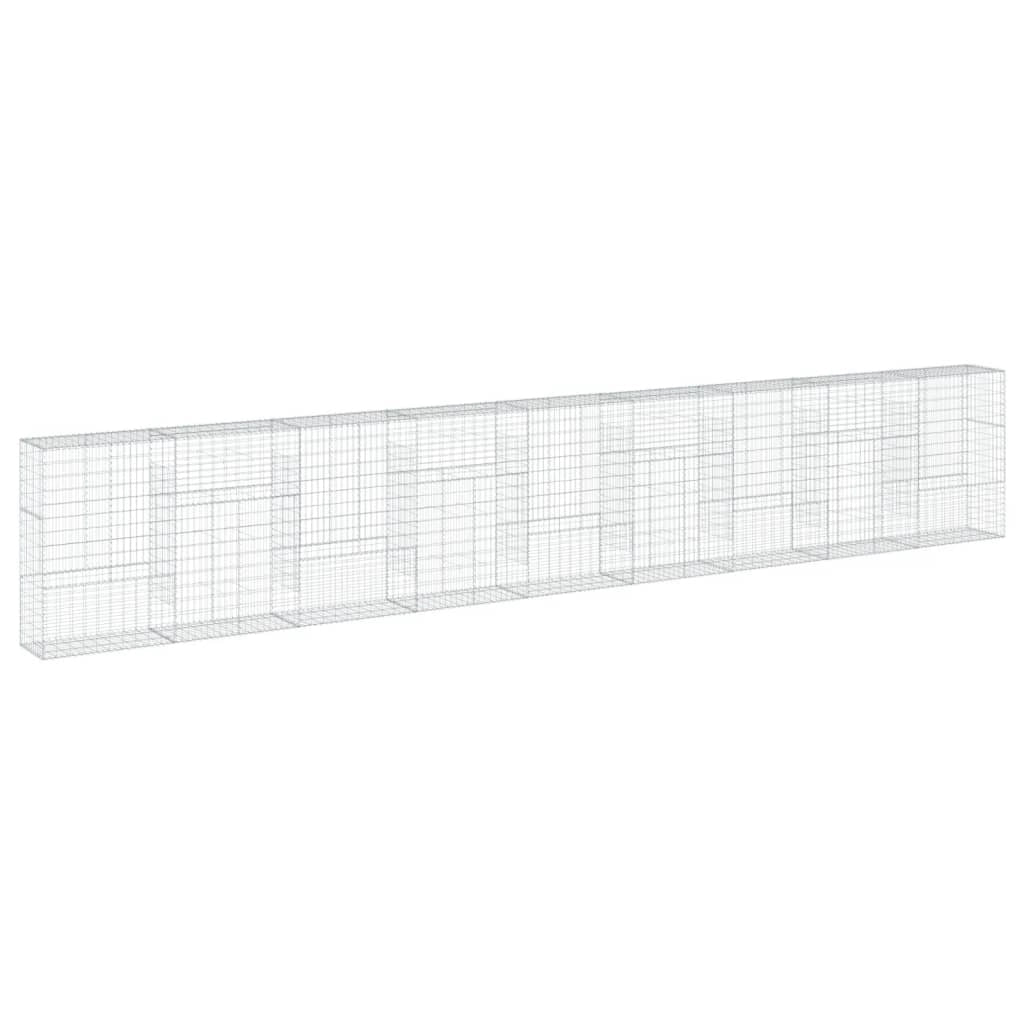 Gabbione recinto a gabbia muro di contenimento con coperchio 900 x 50 x 150 cm ferro zincato argento 02_0040214