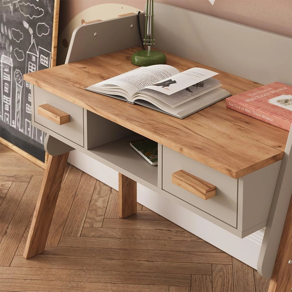 Scrivania Malia, Cashmere/Artigianale, 97 x 51 cm con 2 cassetti, regolabile in altezza per una configurazione flessibile della postazione di lavoro