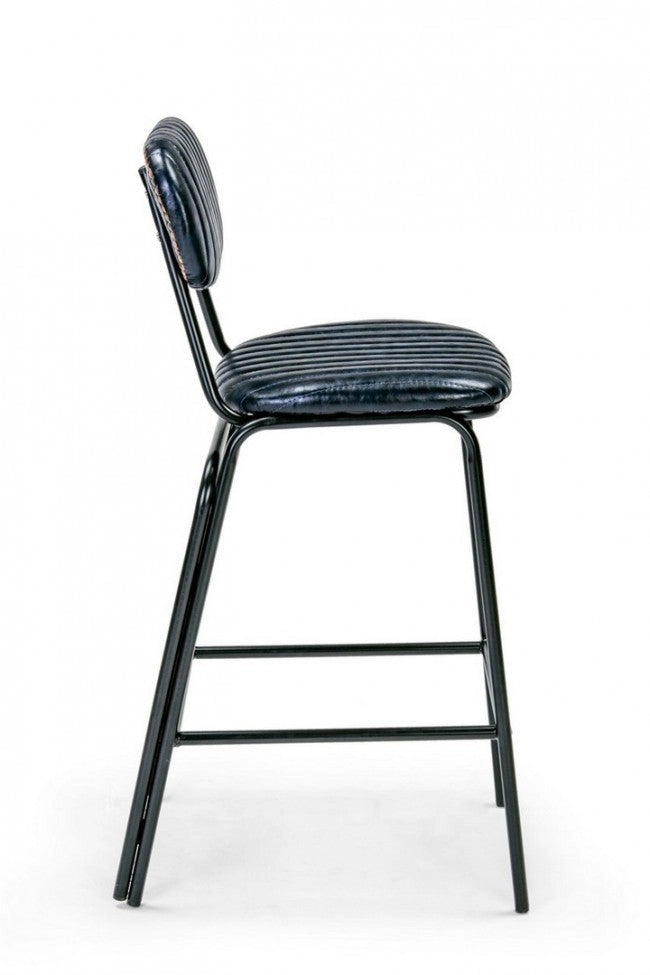 Sgabello Bar Debbie Blu Vintage Imbottito in Similpelle