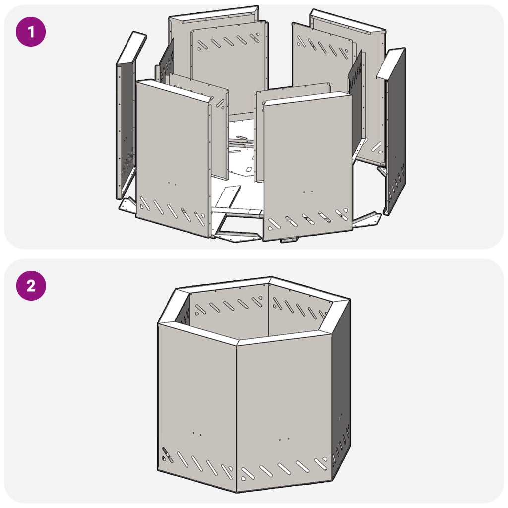 Braciere Senza Fumi Esagonale Nero 58x58x51 cm Acciaio