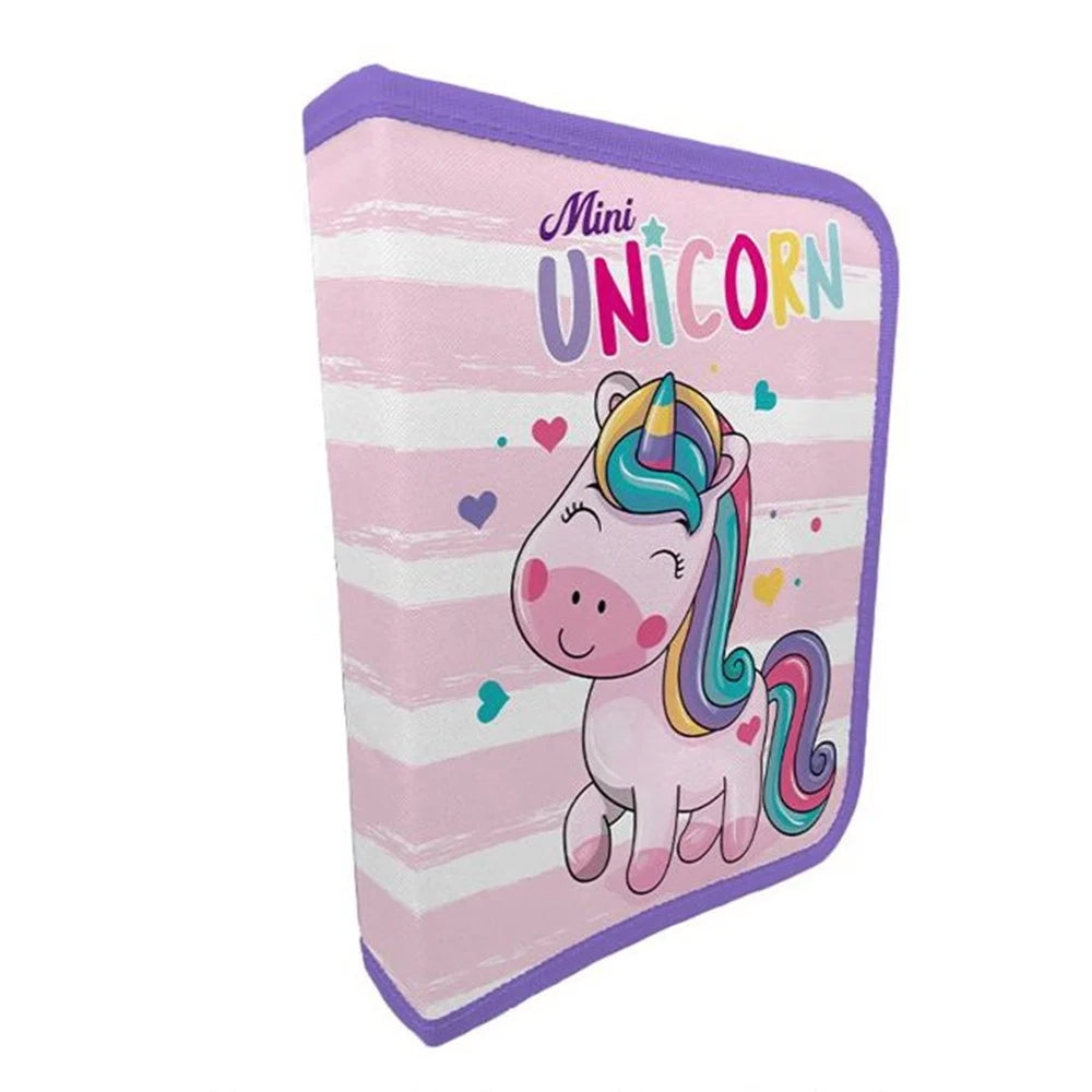 Trade Shop - Astuccio A 1 Zip Cerniera Riempito Grafica Unicorno Con Cancelleria Scuola Bambine 741547 -