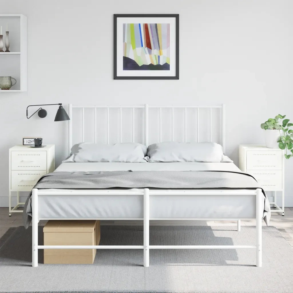 Comodini 2 pz-Set di 2 Tavolino da notte Bianchi 36x39x60,5 cm in Acciaio 245189