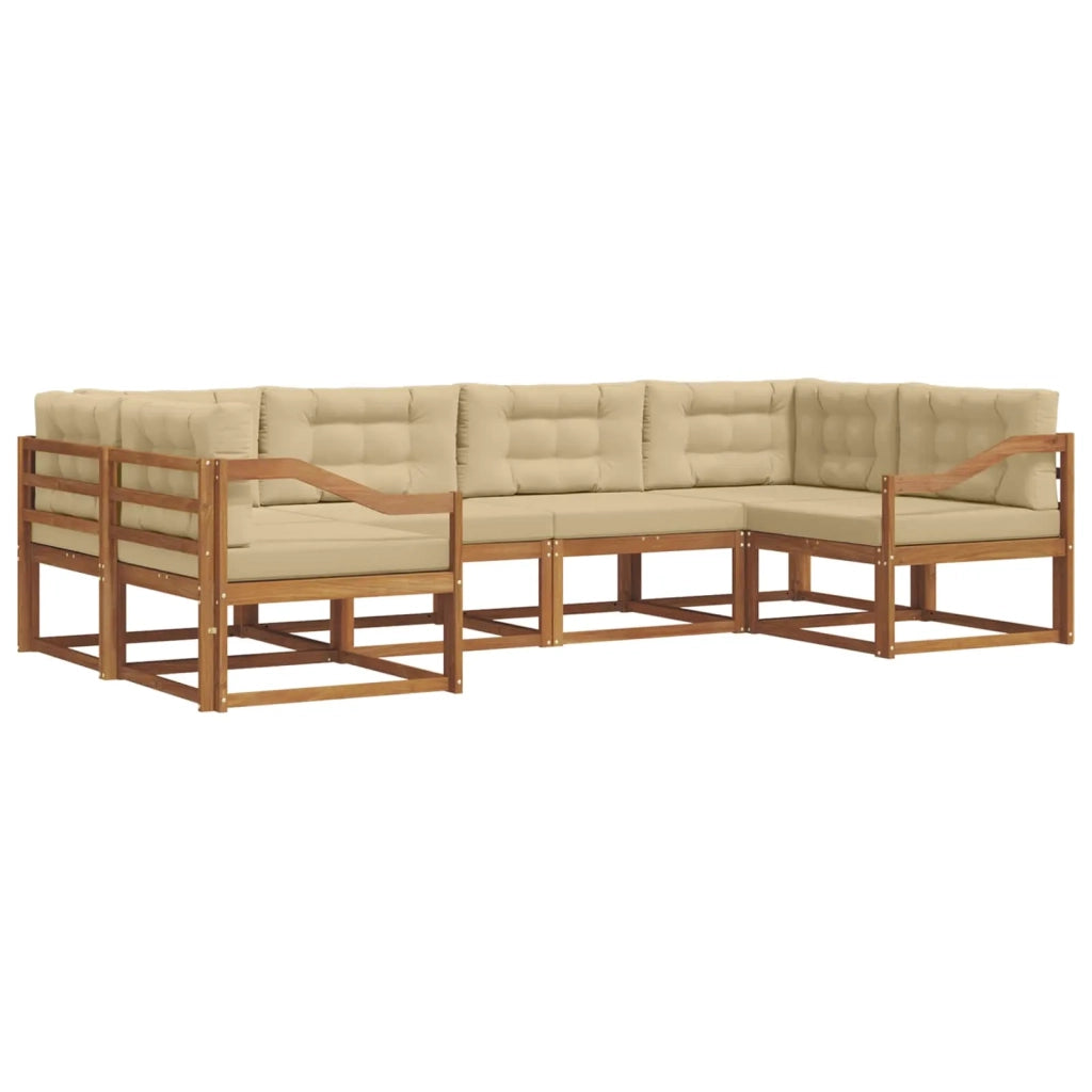 Set di divani da esterno con cuscino 6 pcs Naturale e Beige