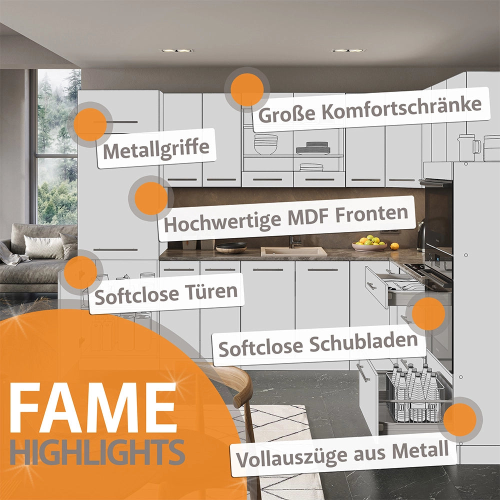 Armadio cucina dispensa alto Fame-Line Bianco lucido/Antracite 30 cm, PL Antracite Vicco