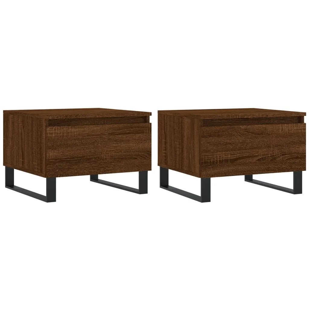 2 pz Tavolini salotto | Tavolino da caff¨¨ | Tavolino da Soggiorno Rovere Marrone 50x46x35 Legno Multistrato