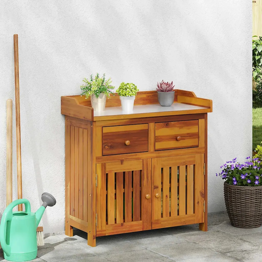 Mobiletto da Giardino con cassetto Naturale 78 x 36,5 x 78cm 42001368