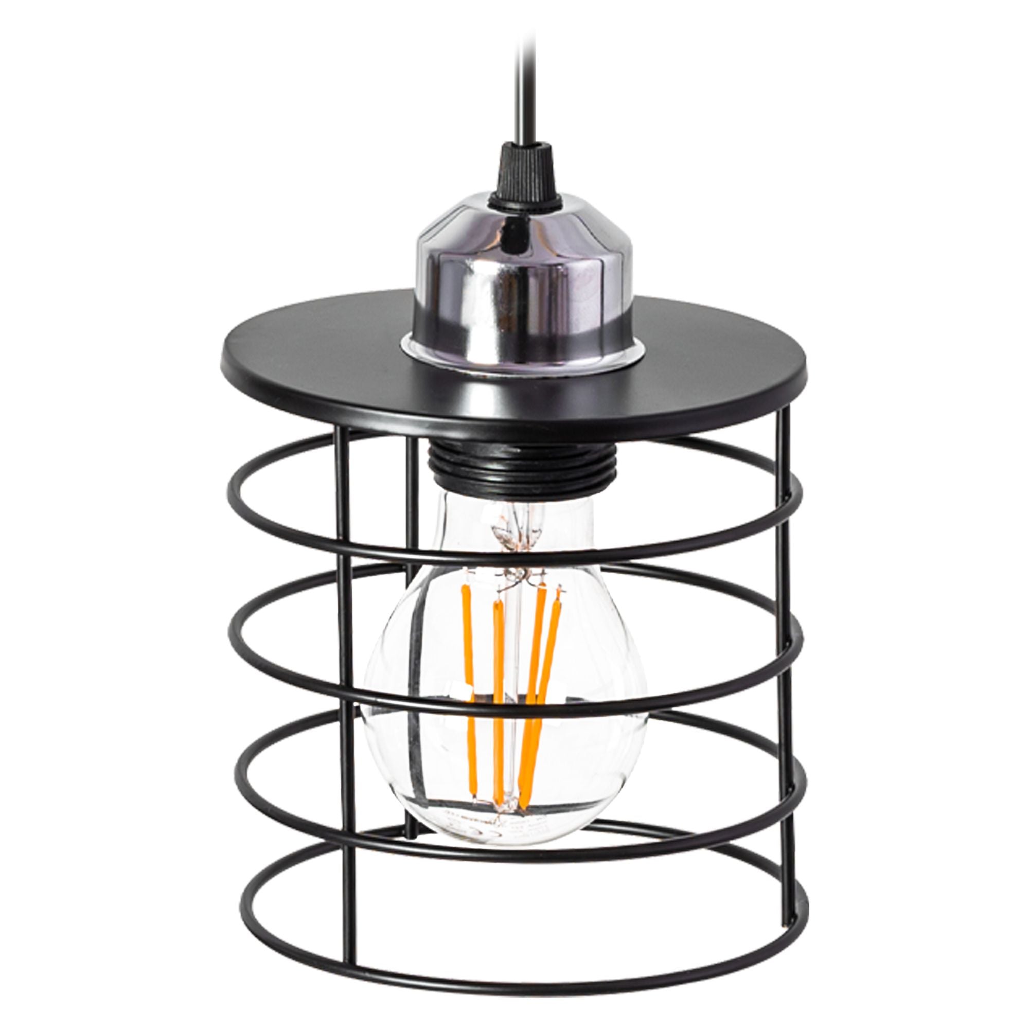 Lampada Da Soffitto Pensile Triplo Metallico Loft Nera 392204