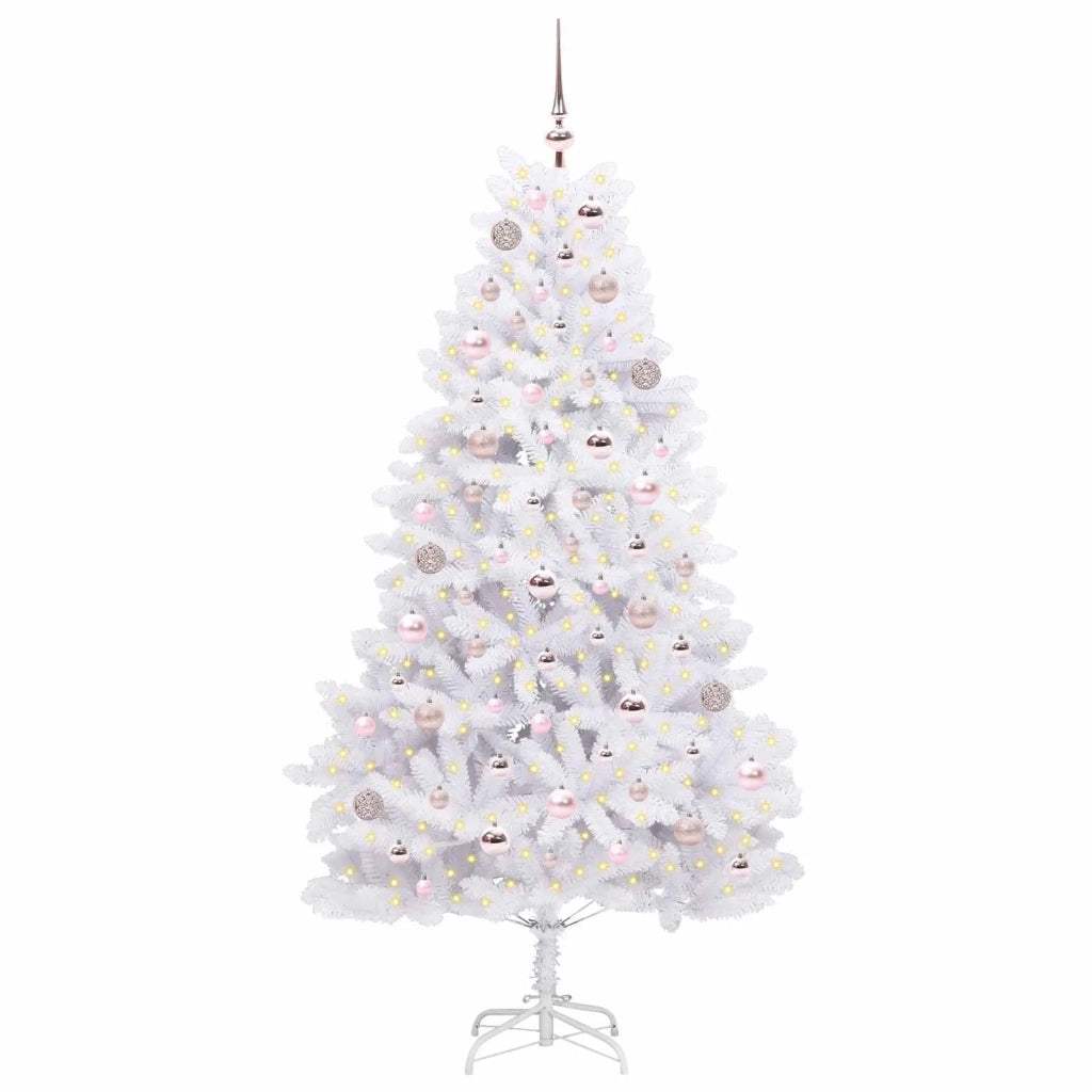 Albero di Natale Artificiale con Rami Pieghevoli Bianco 180 cm