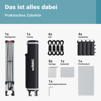 Gazebo pieghevole pop-up bianco, 3 x 3 m con parete laterale e ruote