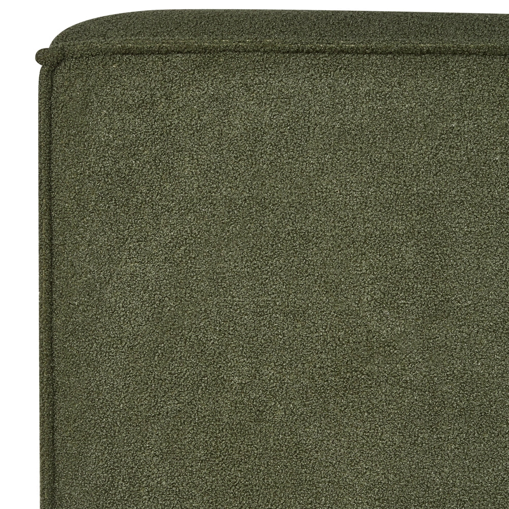 Letto King Size EU con rivestimento in bouclè verde e rete a doghe 160 x 200 cm con spessa testiera imbottita e pediera