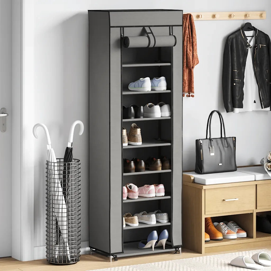 Scarpiera con Rivestimento in Tessuto Grigio 57x29x162 cm 282432