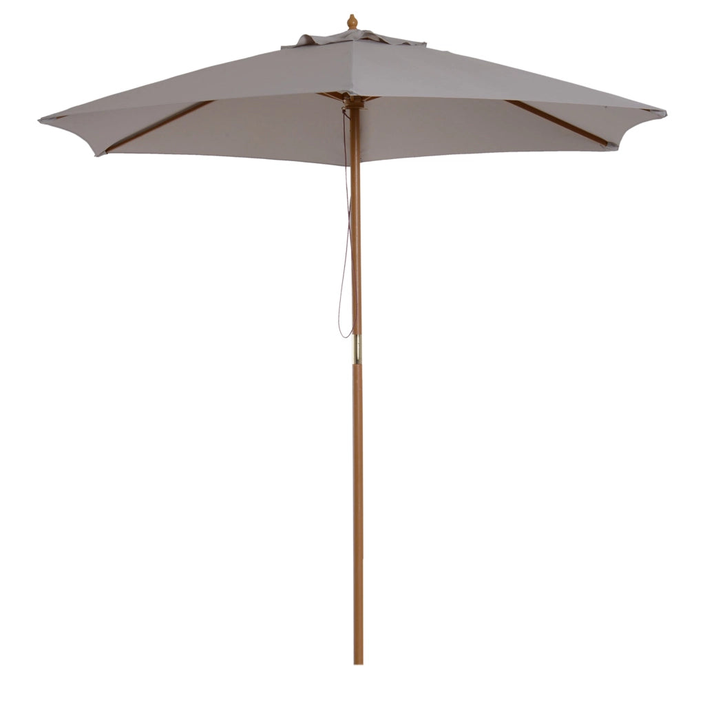 Ombrellone da Giardino a 6 Stecche 2,5x2,3m in Legno e Tessuto Poliestere Grigio