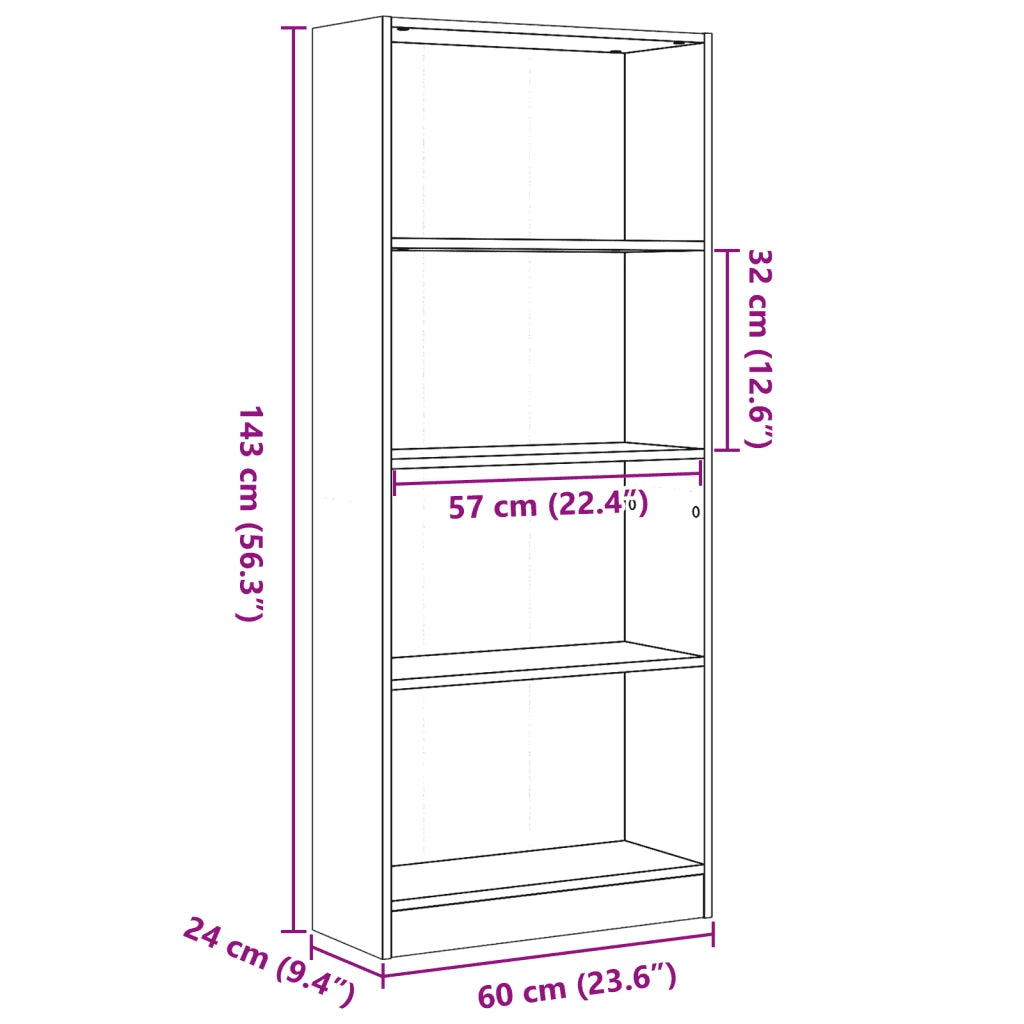 Libreria Rovere Fumo 60x24x143 cm in Legno Multistrato 857816