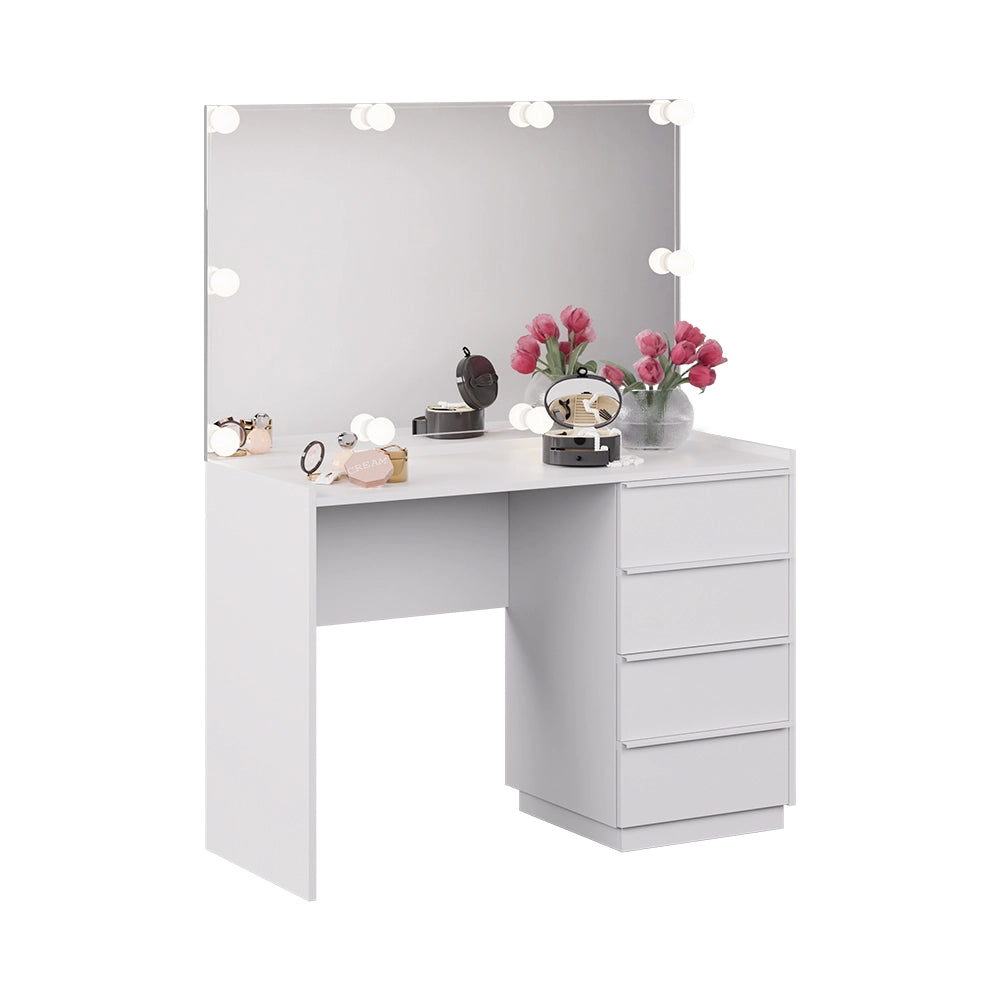 Vicco Tavolo da toeletta Bianco 110 cm con specchio e illuminazione a LED