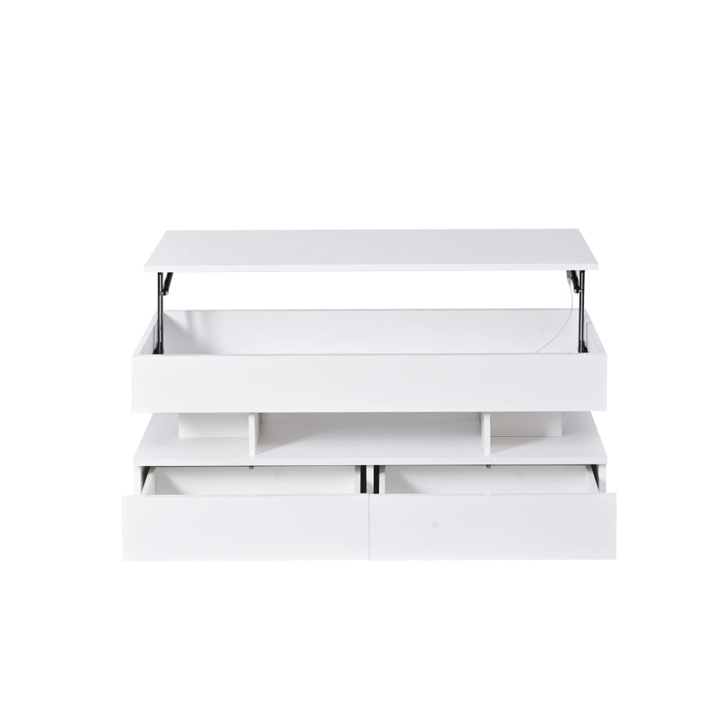 Tavolino da Salotto Sollevabile con LED e Vano Contenitore ¨C MINIMAL ¨C Lucido 100x50x45cm