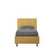 Letto imbottito Singolo 80x210 cm Adele - Con rete,Microfibra,Ocra