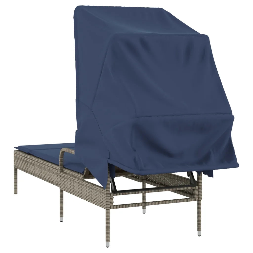 Lettino prendisole con baldacchino in Polyrattan Grigio 368195