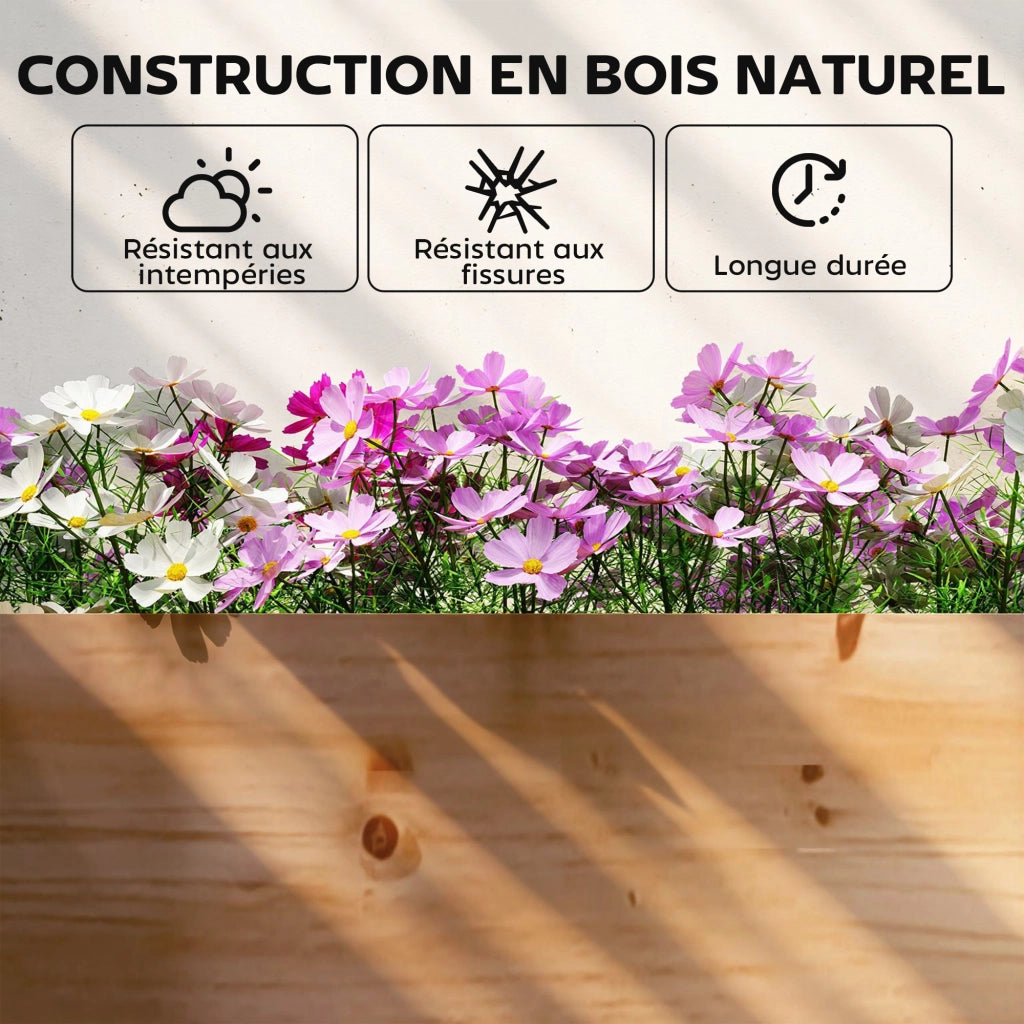 Letto da Giardino in Legno con 4 Zone di Coltivazione ¨C Minimal ¨C 234x109x25cm Marrone Chiaro