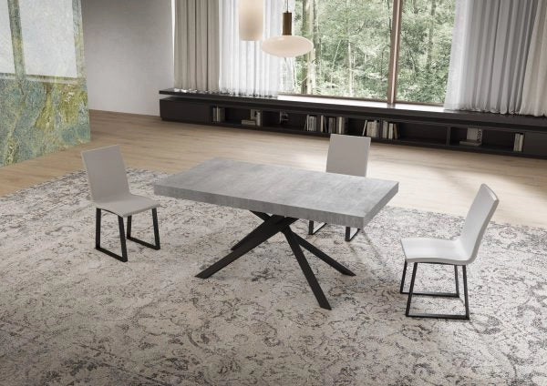 Tavolo Allungabile 160-244x80x74 cm Niket Cemento Gambe Antracite