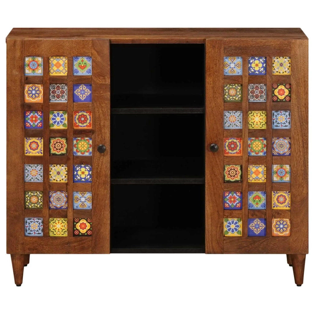 Credenza | Madia | Buffet da pranzo | Armadio da pranzo Noce 90 x 33,5 x 75 cm Legno di mango massello