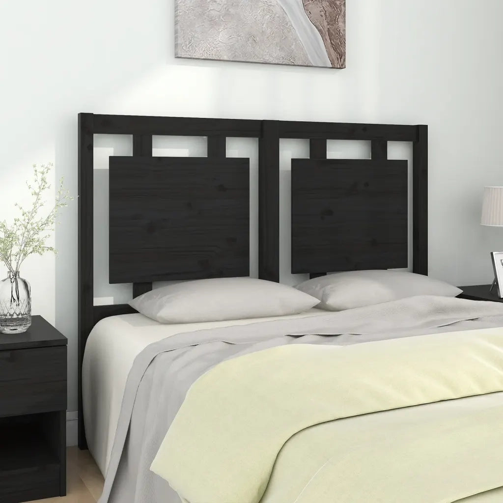 Testiera | Testata per Letto Nera 125,5x4x100cm in Legno Massello di Pino