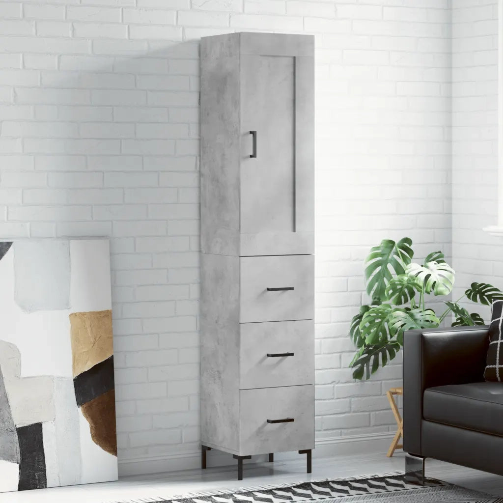 Credenza | Madia | Buffet da pranzo | Armadio da pranzo Grigio Cemento 34,5x34x180 cm in Legno Multistrato